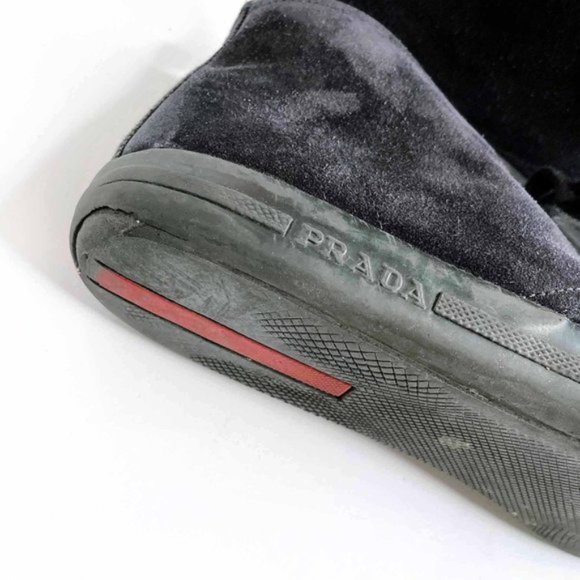 ⚡️SOLD⚡️ prada all black suede high top sneaker boots - size 10 - Picture 6 of 9